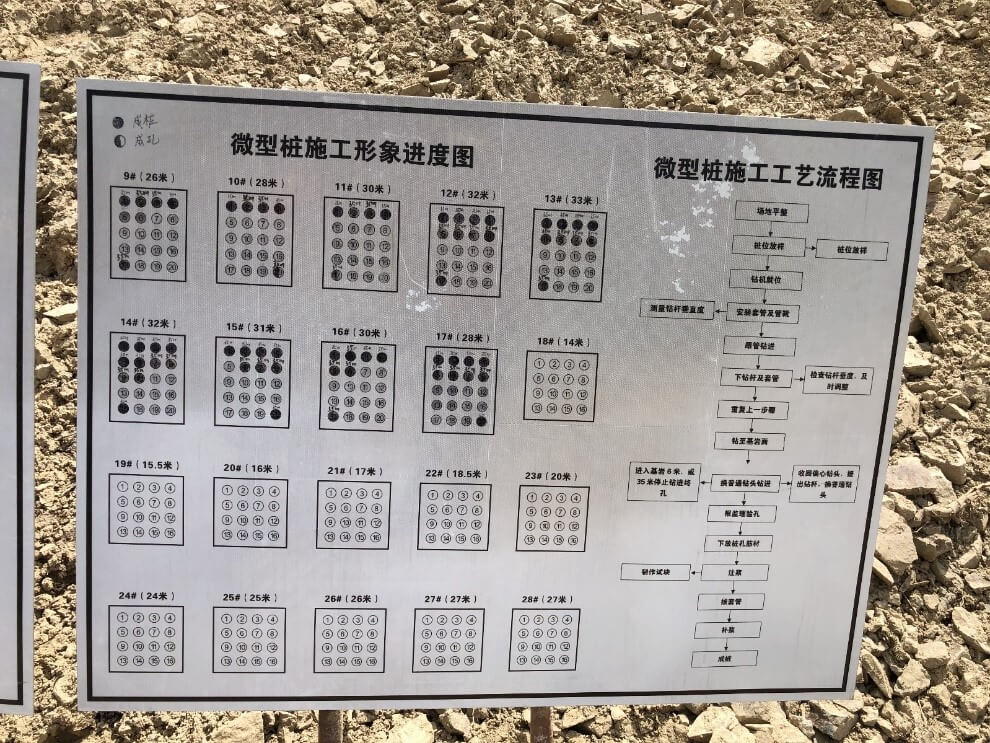 微型樁圖紙和現(xiàn)場照片,熱法樁身完整性測試